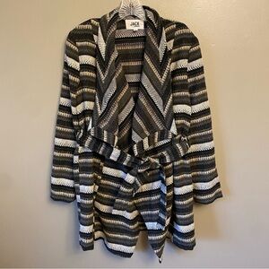 Jack by BB Dakota Belted Cardigan Knit Sweater Women's S Southwest Fleece Black